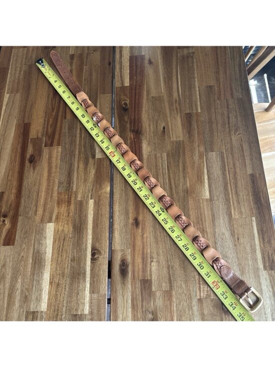 Vintage Genuine Leather Braided Waist Belt Women’s Fits XS Boho Western Italy main image 14
